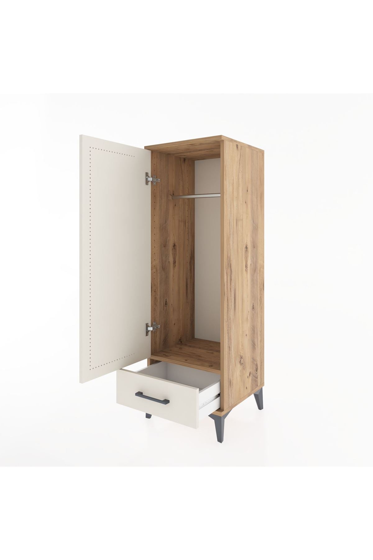 Hyperion Dolap Tek Raflı Tek Çekmeceli Tek Askılı 44x44x134 Çam-Aytaşı