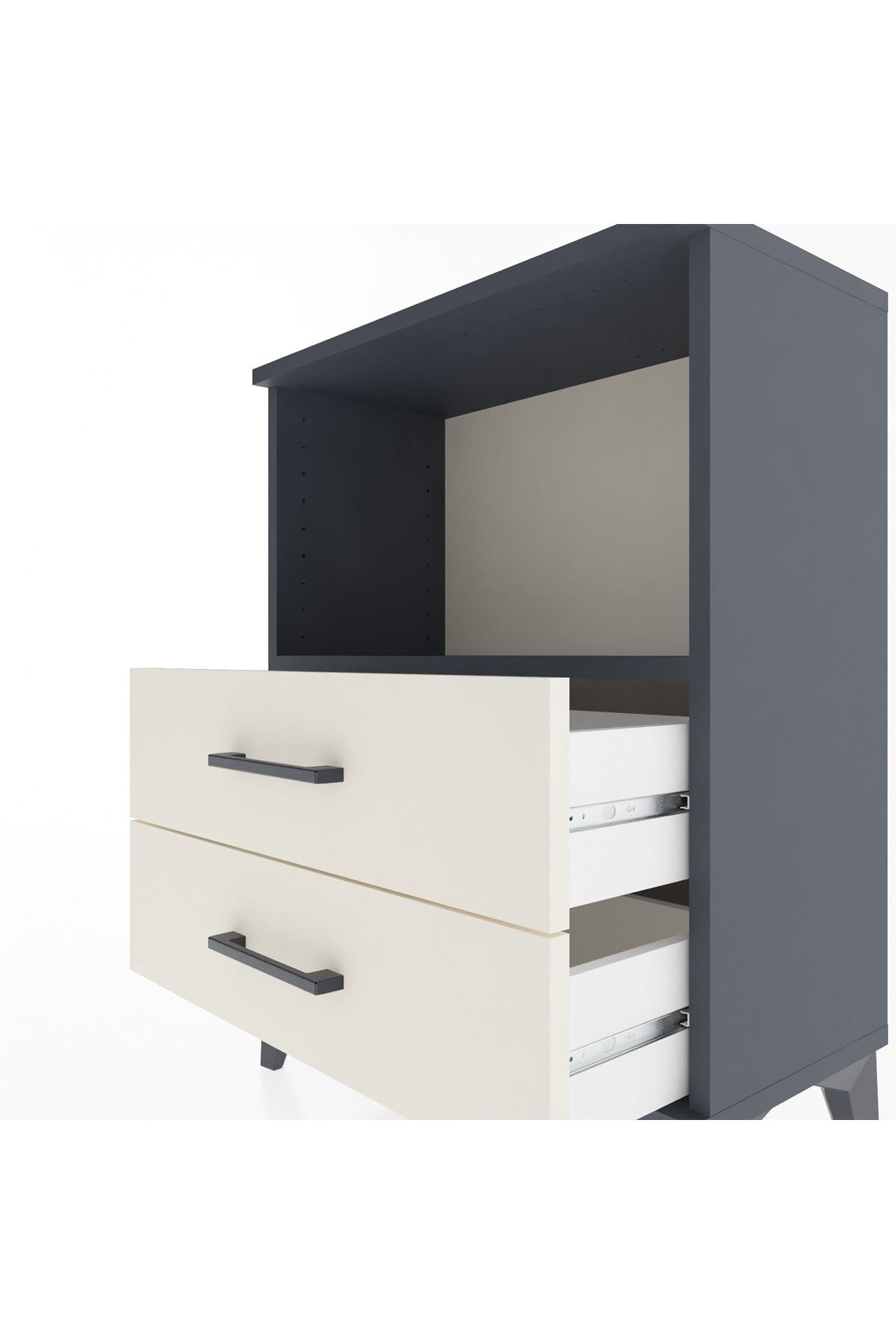 Arges Komodin 2 Çekmeceli 60x30x80 Antrasit-Aytaşı