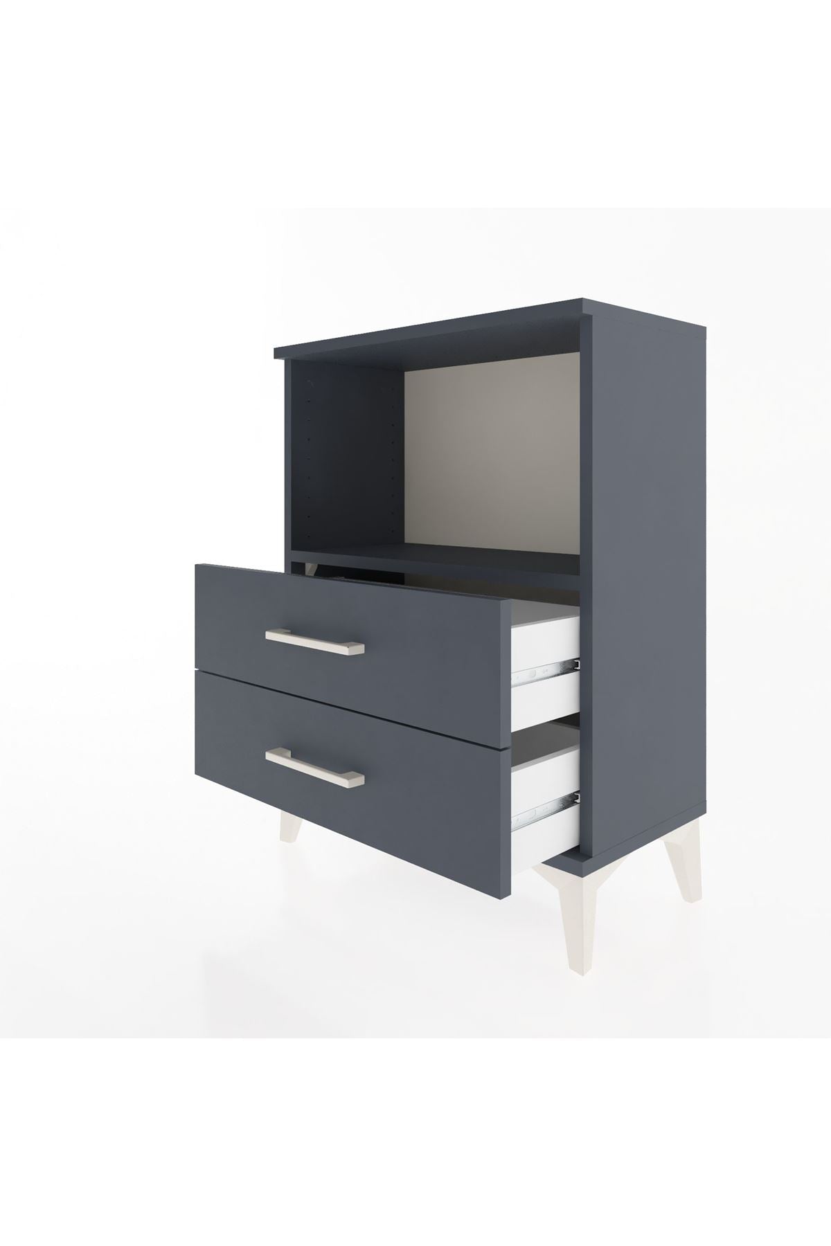Arges Komodin 2 Çekmeceli 60x30x80 Antrasit-Antrasit