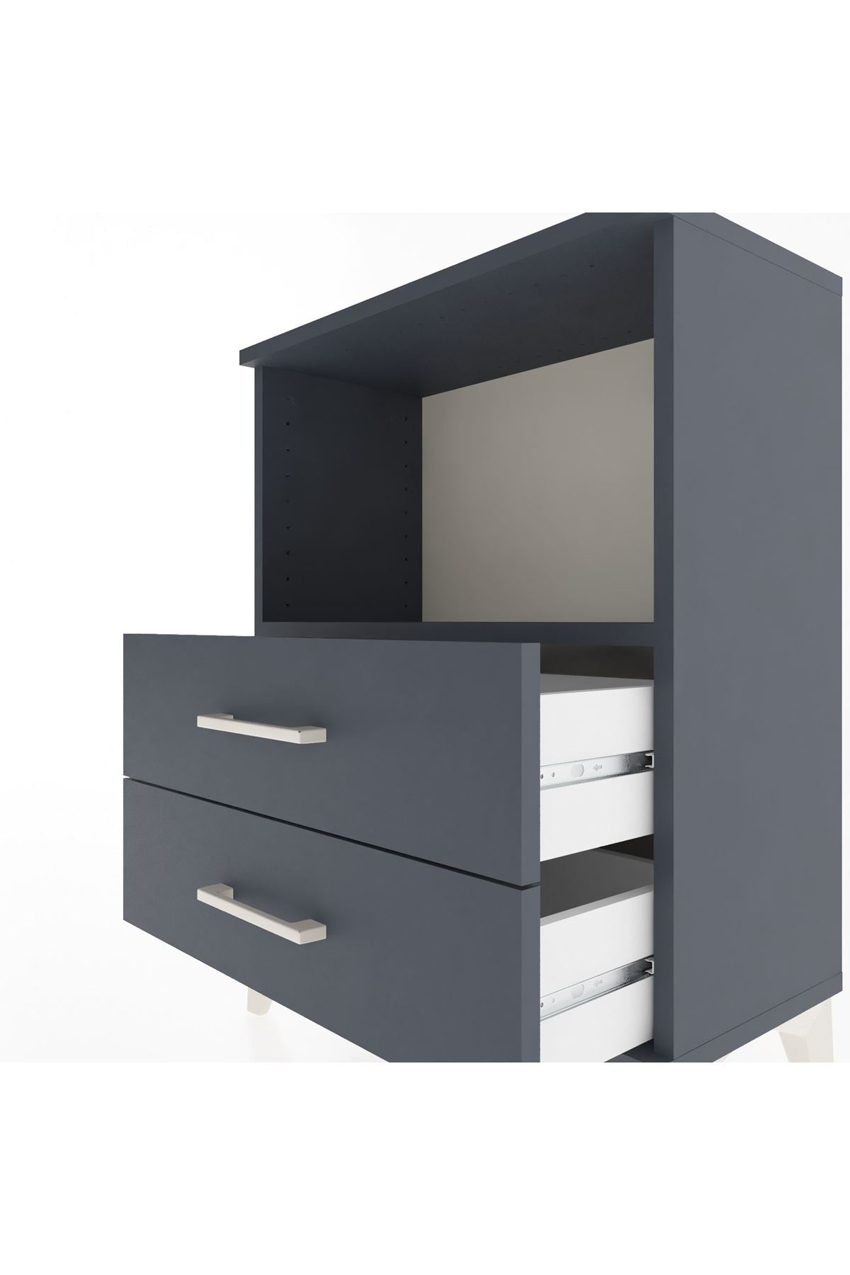 Arges Komodin 2 Çekmeceli 60x30x80 Antrasit-Antrasit