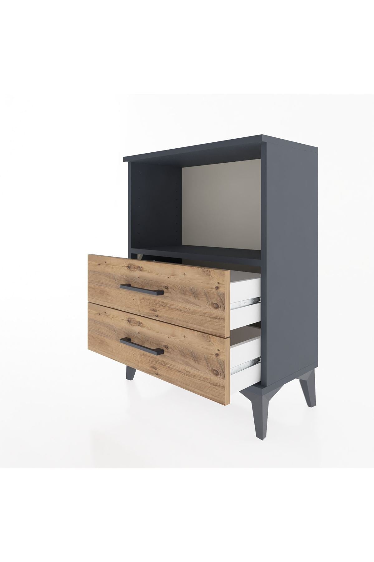 Arges Komodin 2 Çekmeceli 60x30x80 Antrasit-Çam