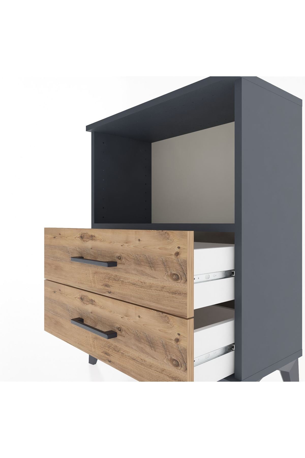 Arges Komodin 2 Çekmeceli 60x30x80 Antrasit-Çam