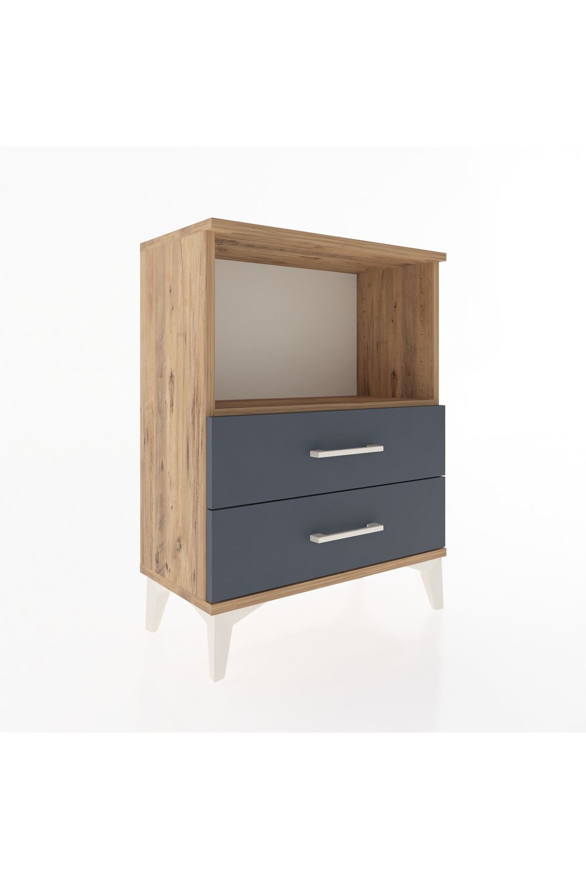 Arges Komodin 2 Çekmeceli 60x30x80 Çam-Antrasit