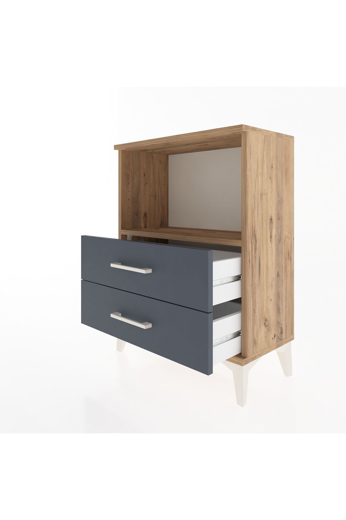 Arges Komodin 2 Çekmeceli 60x30x80 Çam-Antrasit