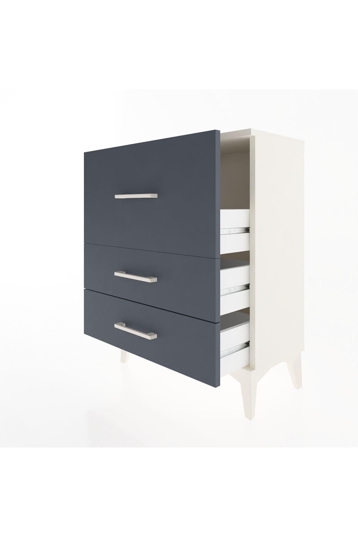 Arges Komodin Tek Raflı 2 Çekmeceli 60x30x80 Aytaşı-Antrasit