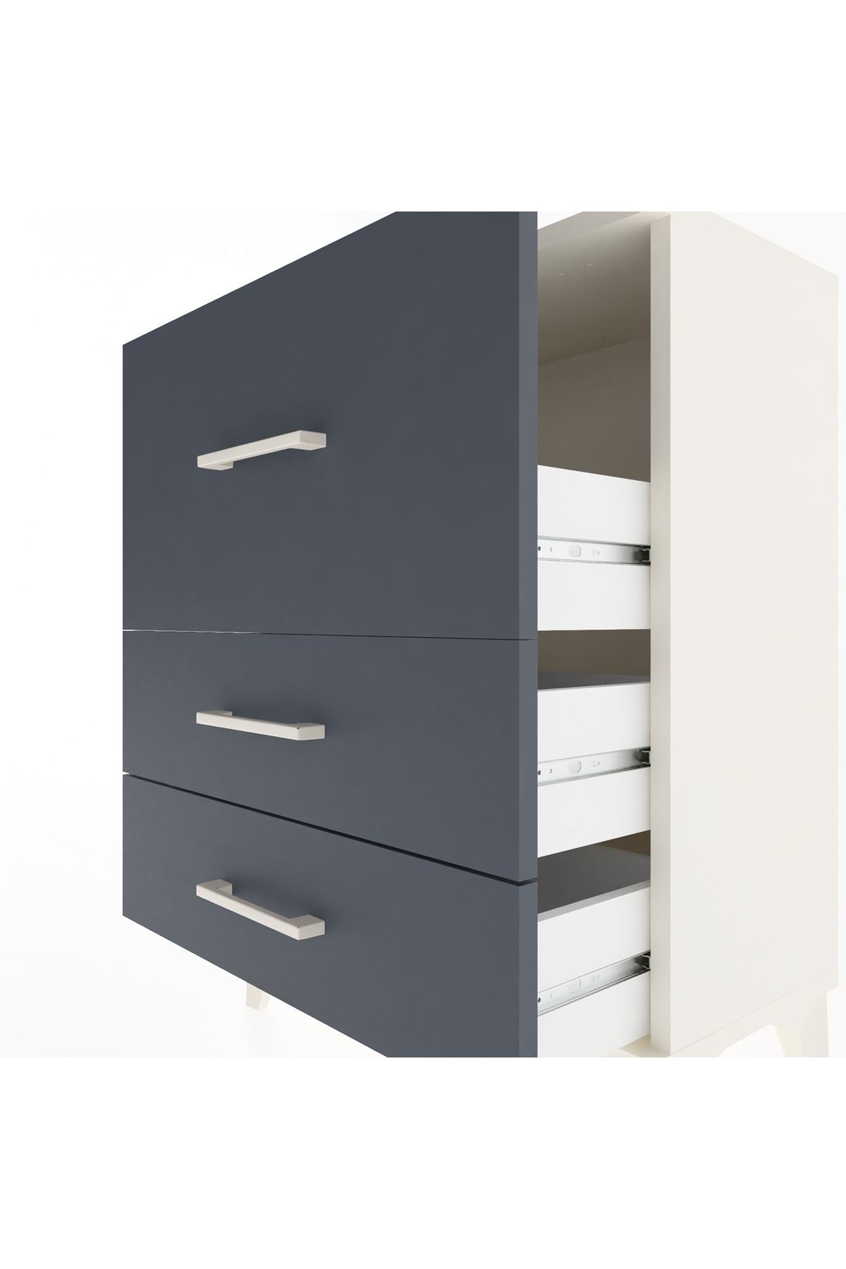 Arges Komodin Tek Raflı 2 Çekmeceli 60x30x80 Aytaşı-Antrasit