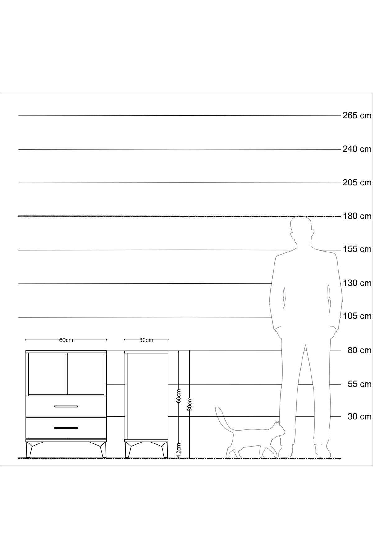 Arges Komodin Tek Raflı 2 Çekmeceli 60x30x80 Aytaşı-Antrasit