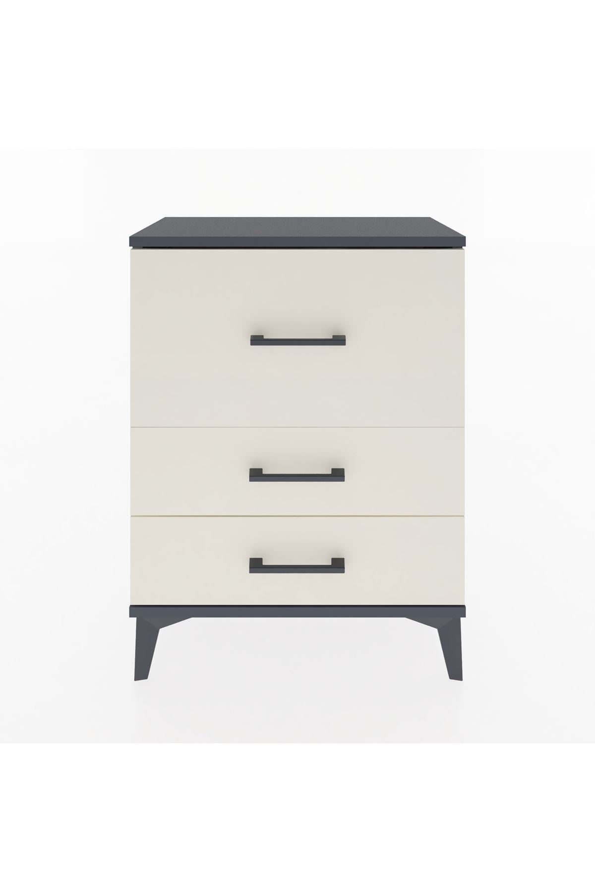 Arges Komodin Tek Raflı 2 Çekmeceli 60x30x80 Antrasit-Aytaşı