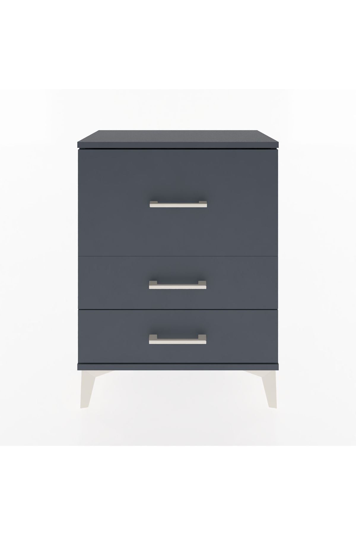 Arges Komodin Tek Raflı 2 Çekmeceli 60x30x80 Antrasit-Antrasit