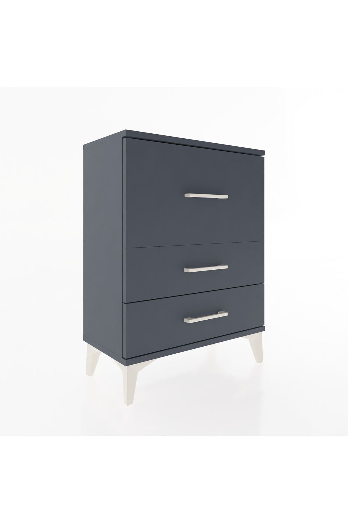 Arges Komodin Tek Raflı 2 Çekmeceli 60x30x80 Antrasit-Antrasit