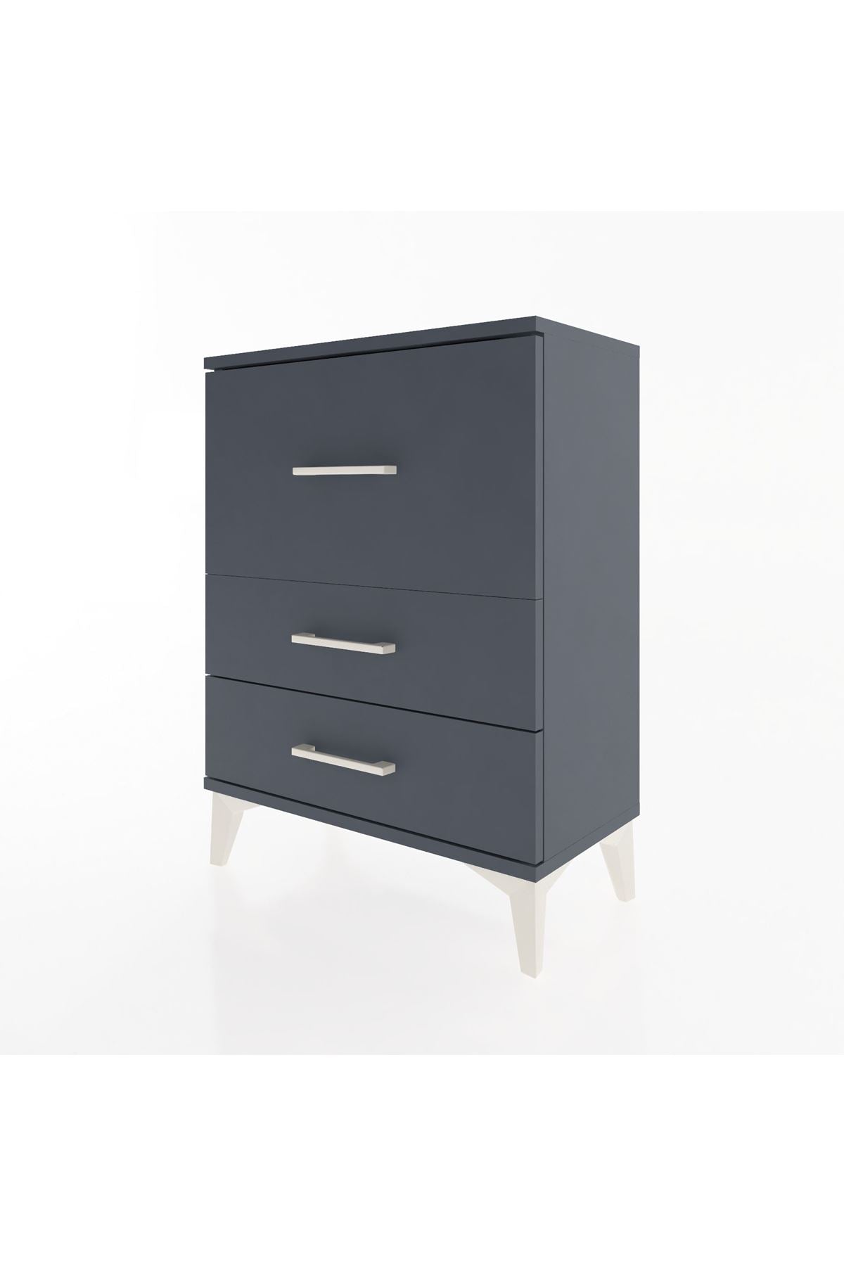 Arges Komodin Tek Raflı 2 Çekmeceli 60x30x80 Antrasit-Antrasit