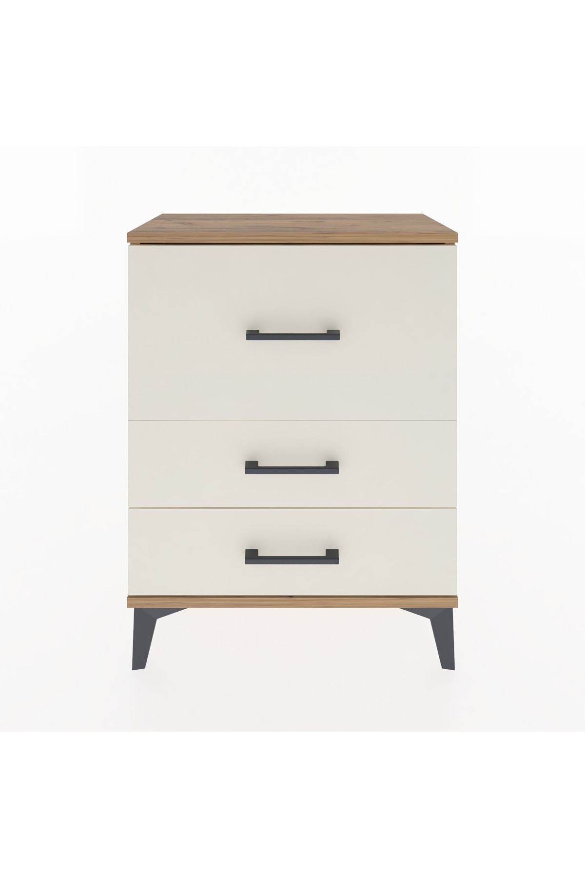 Arges Komodin Tek Raflı 2 Çekmeceli 60x30x80 Çam-Aytaşı