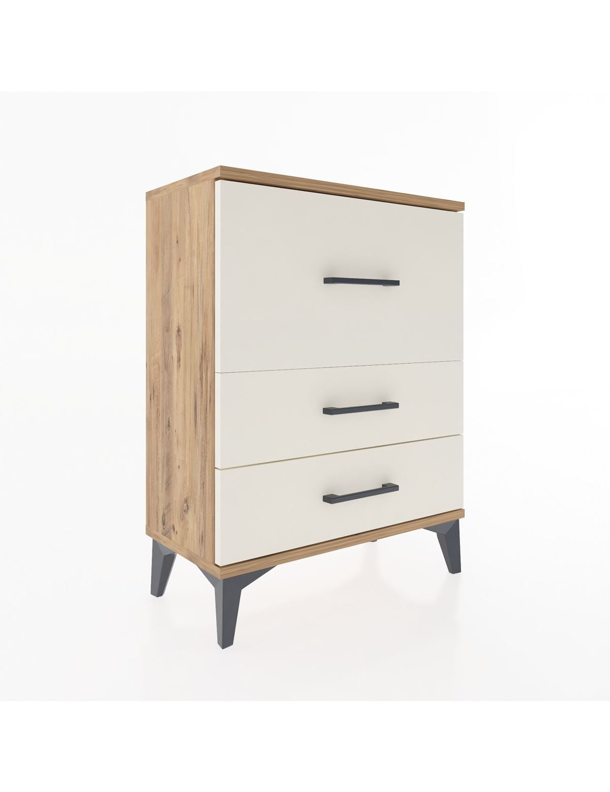 Arges Komodin Tek Raflı 2 Çekmeceli 60x30x80 Çam-Aytaşı