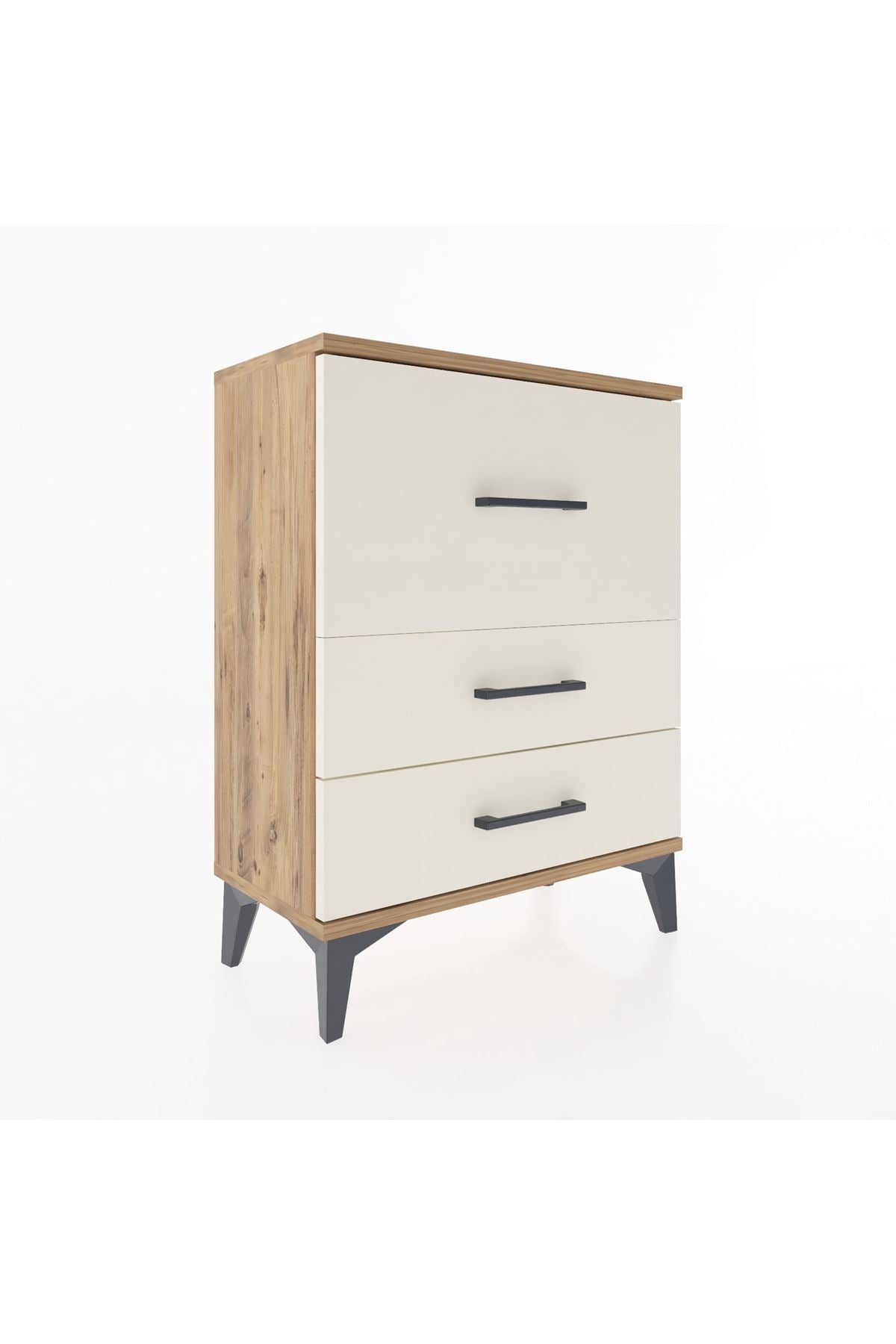 Arges Komodin Tek Raflı 2 Çekmeceli 60x30x80 Çam-Aytaşı