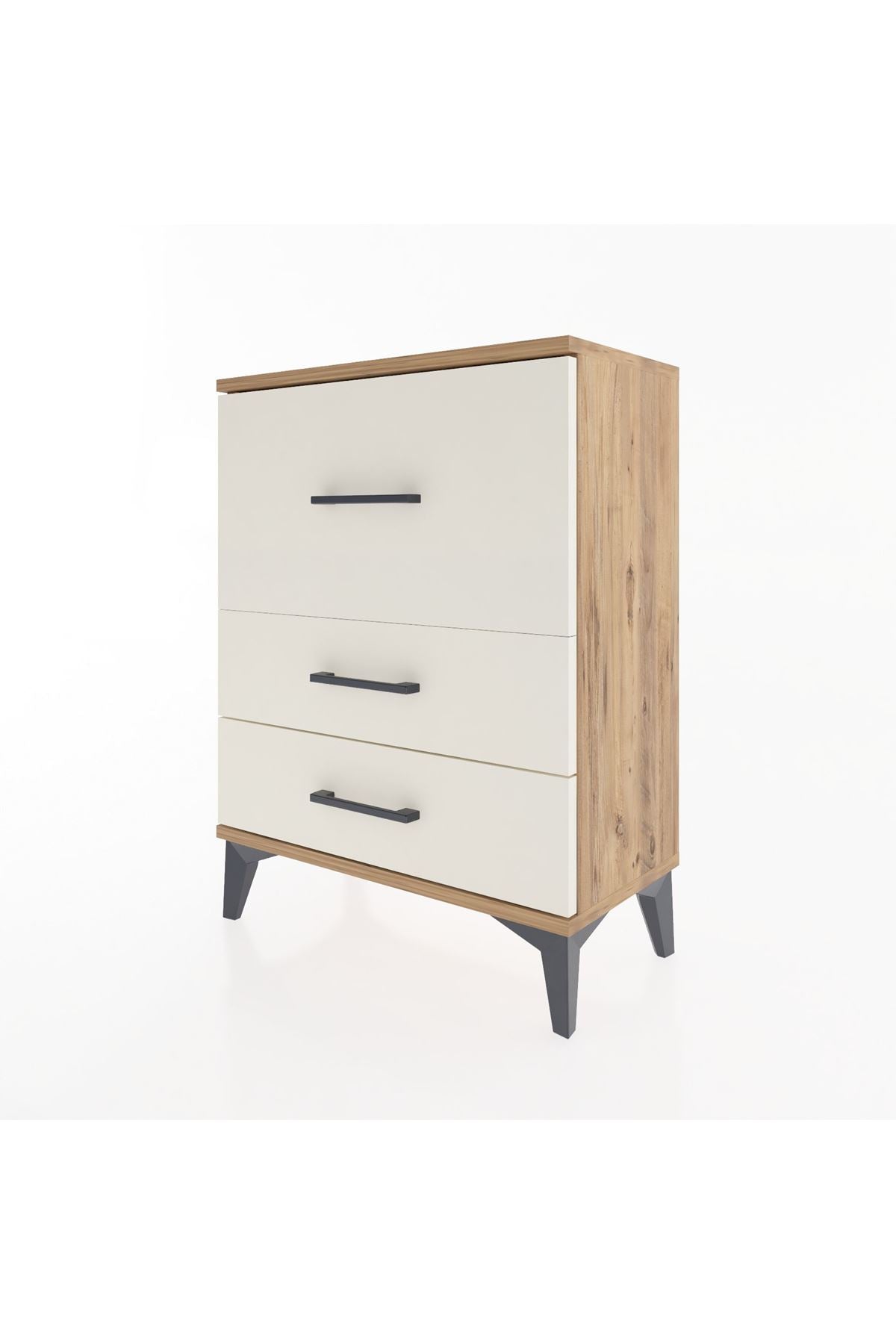 Arges Komodin Tek Raflı 2 Çekmeceli 60x30x80 Çam-Aytaşı