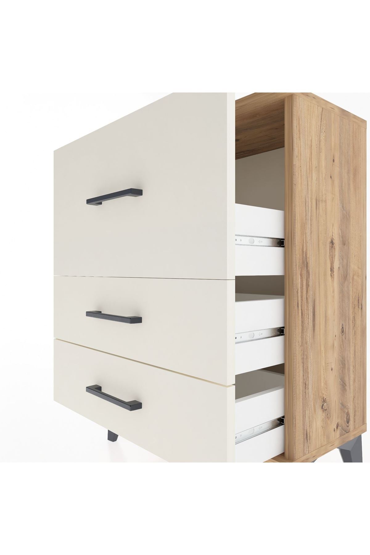 Arges Komodin Tek Raflı 2 Çekmeceli 60x30x80 Çam-Aytaşı