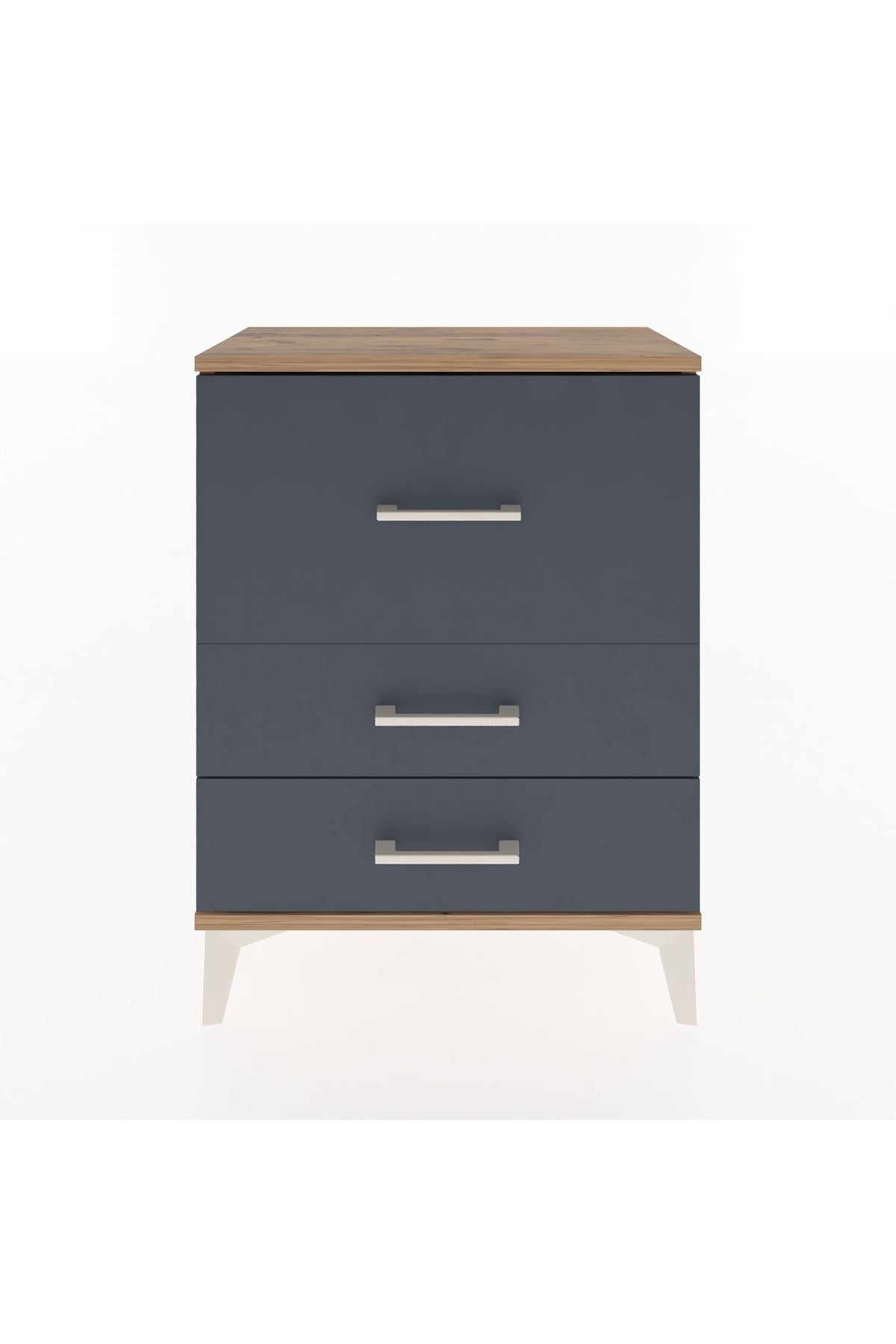 Arges Komodin Tek Raflı 2 Çekmeceli 60x30x80 Çam-Antrasit