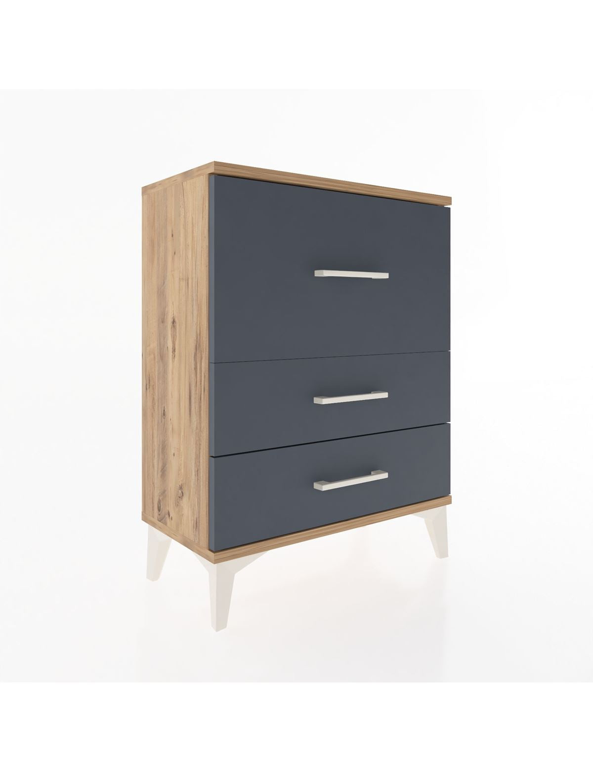 Arges Komodin Tek Raflı 2 Çekmeceli 60x30x80 Çam-Antrasit