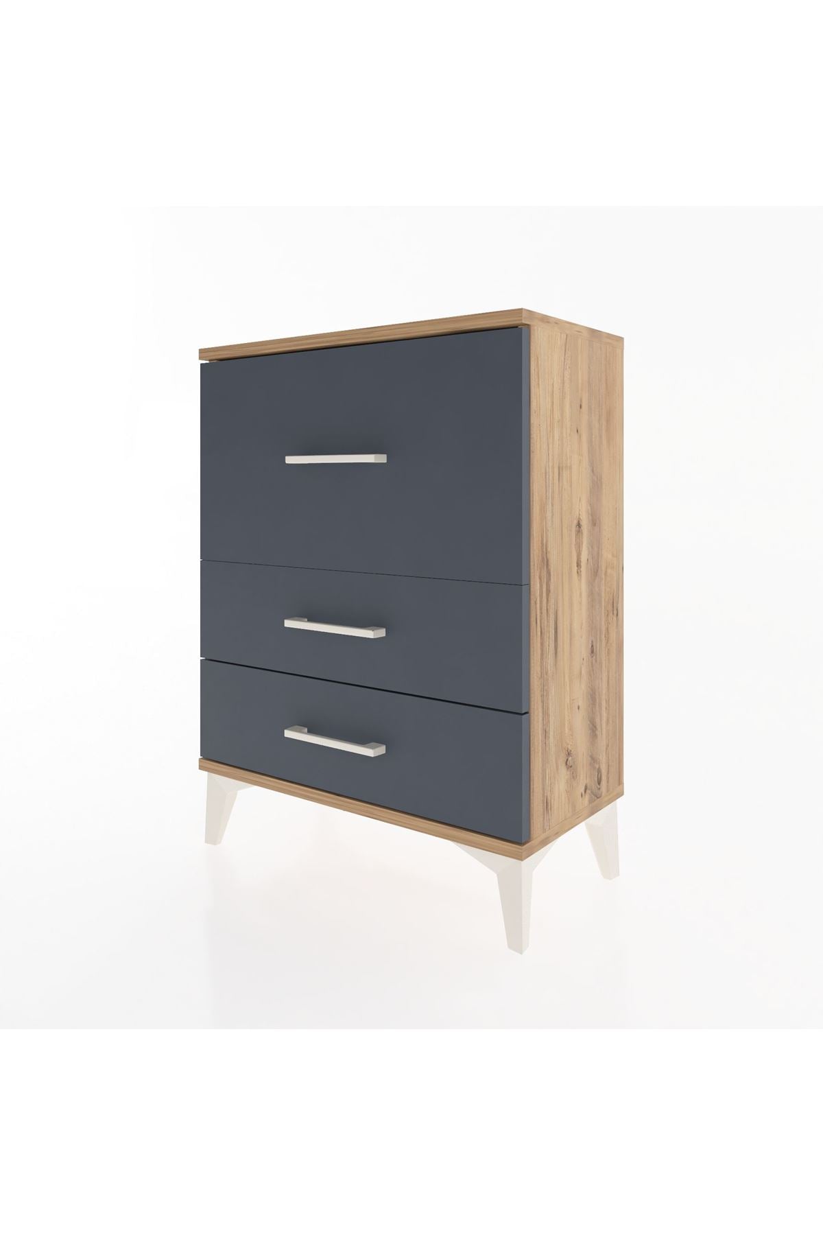 Arges Komodin Tek Raflı 2 Çekmeceli 60x30x80 Çam-Antrasit