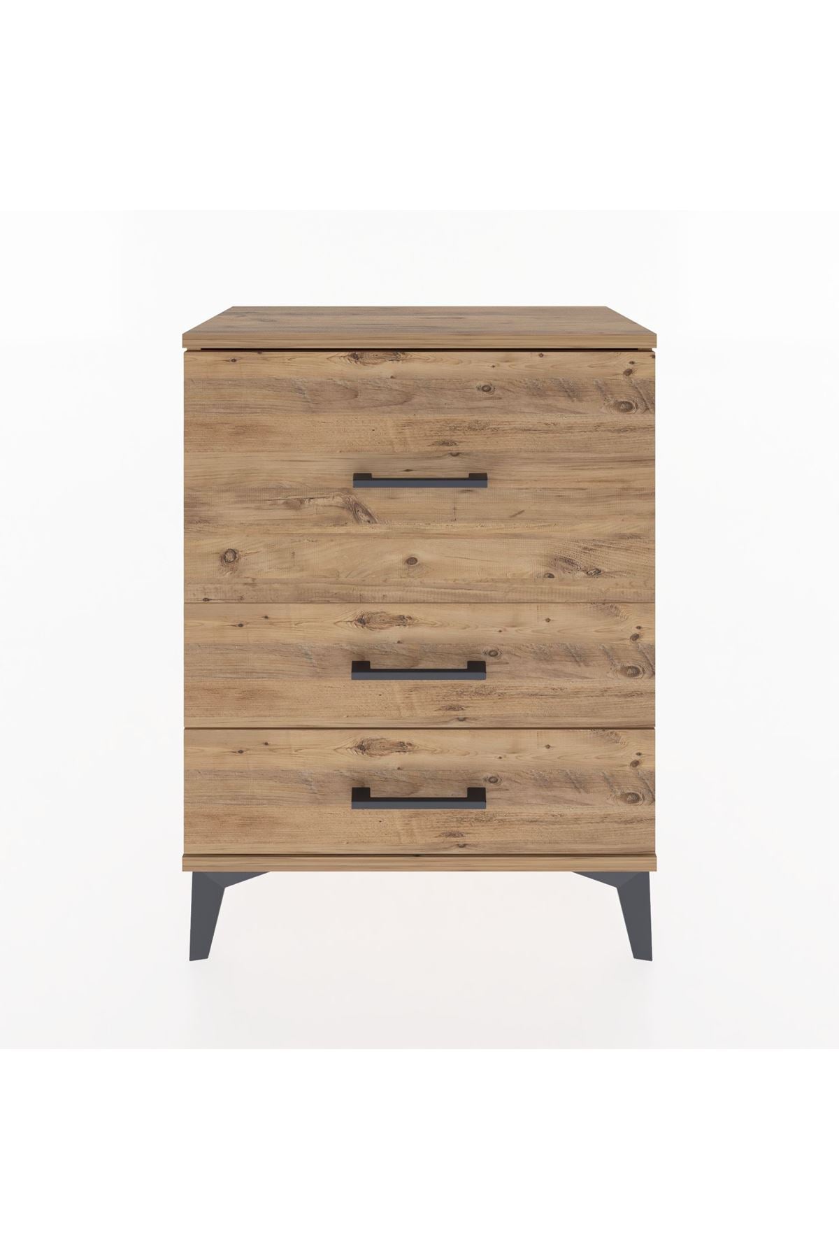 Arges Komodin Tek Raflı 2 Çekmeceli 60x30x80 Çam-Çam