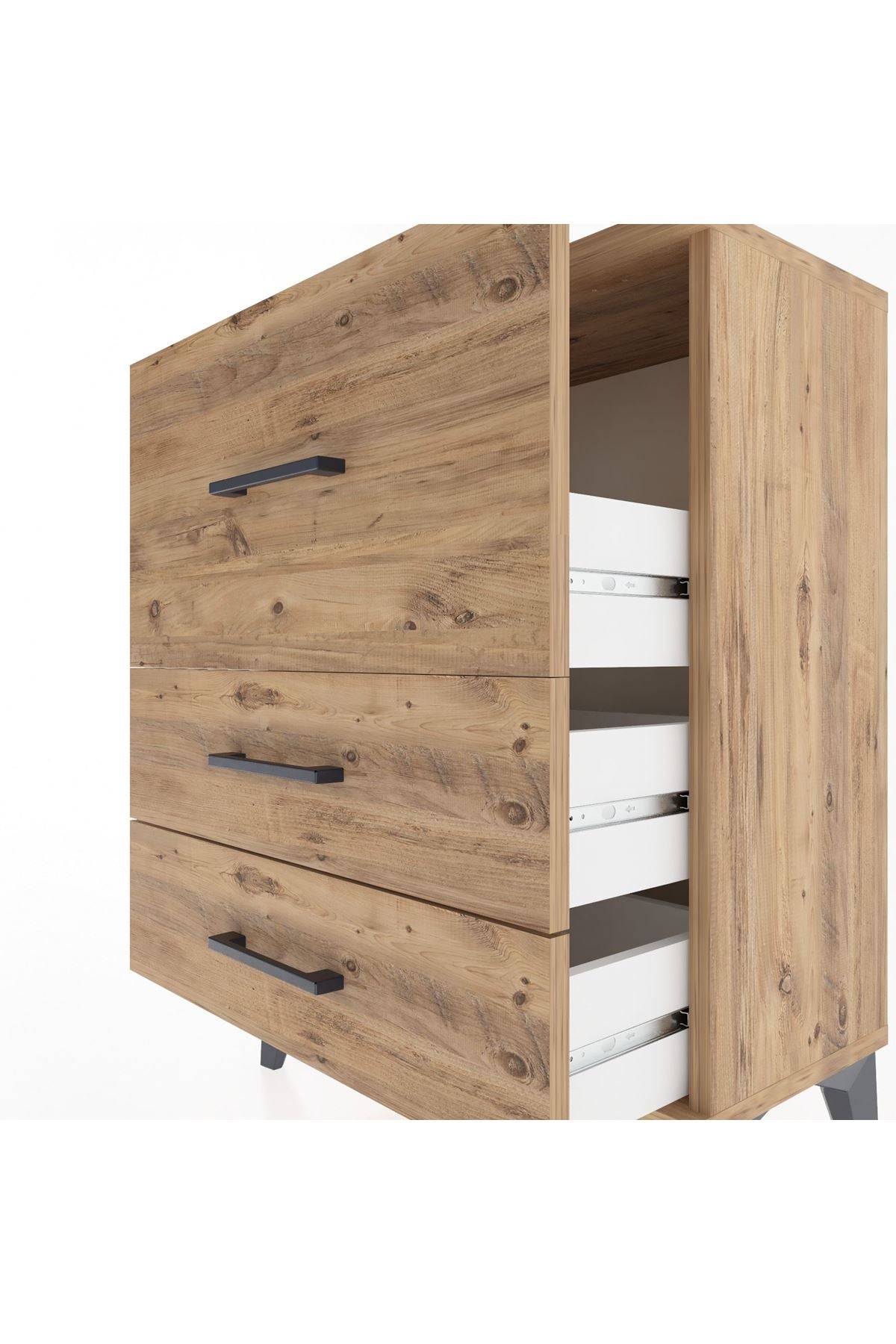 Arges Komodin Tek Raflı 2 Çekmeceli 60x30x80 Çam-Çam