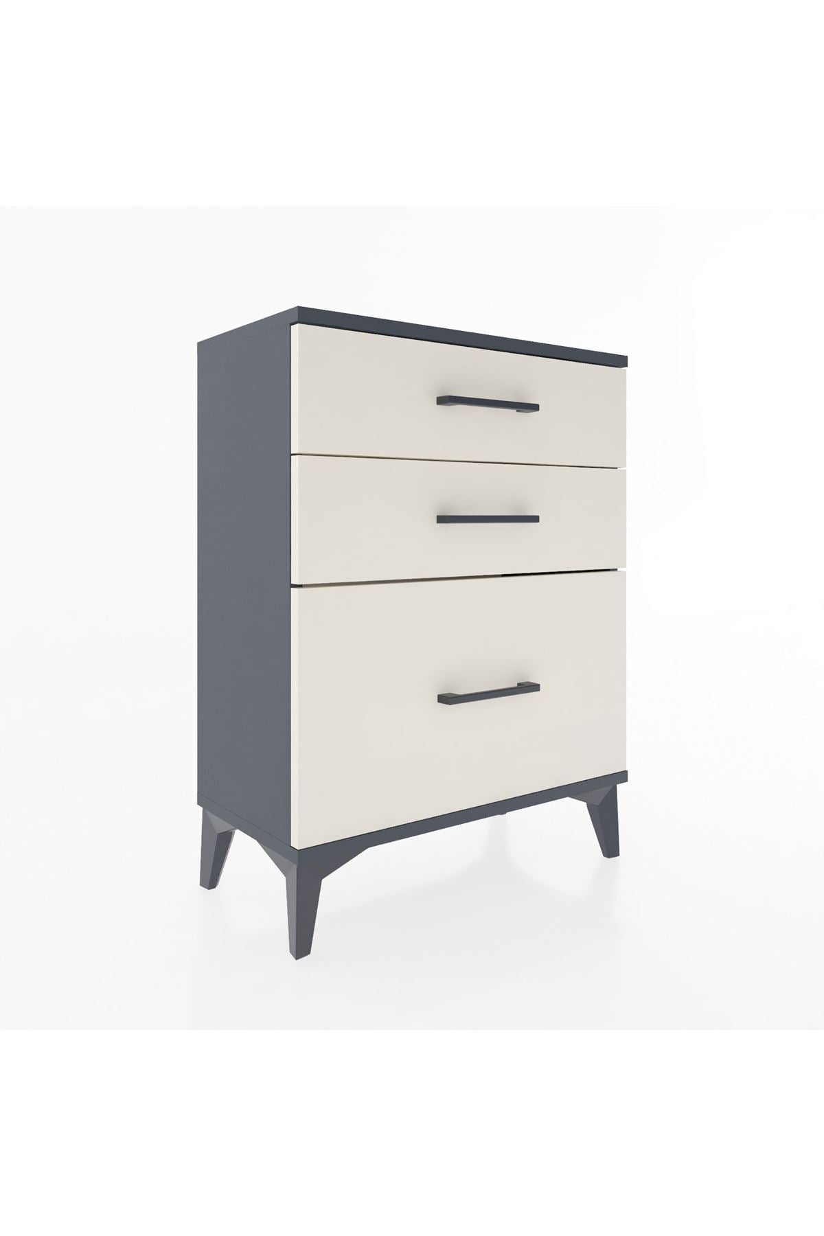 Arges Komodin 3 Çekmeceli 60x30x80 Antrasit-Aytaşı