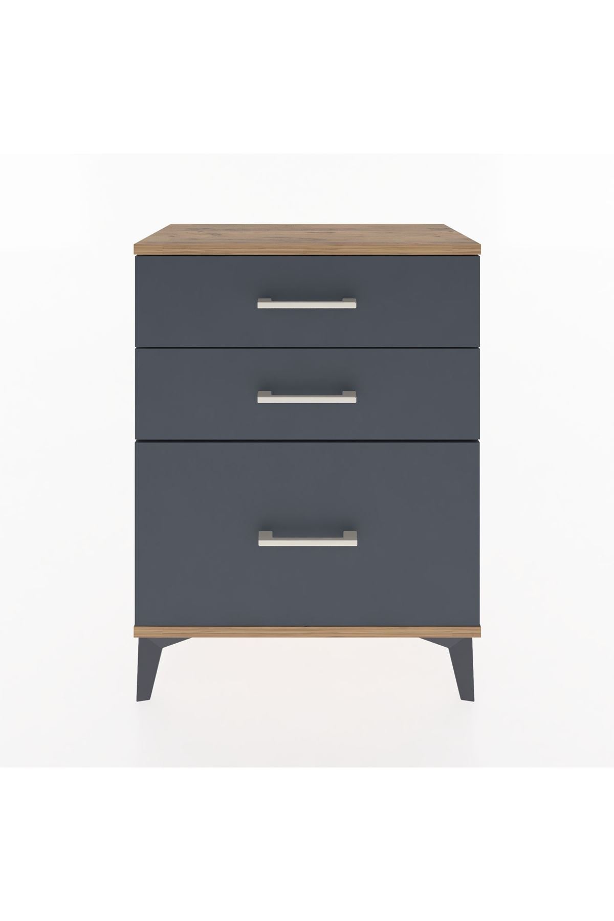 Arges Komodin 3 Çekmeceli 60x30x80 Çam-Antrasit