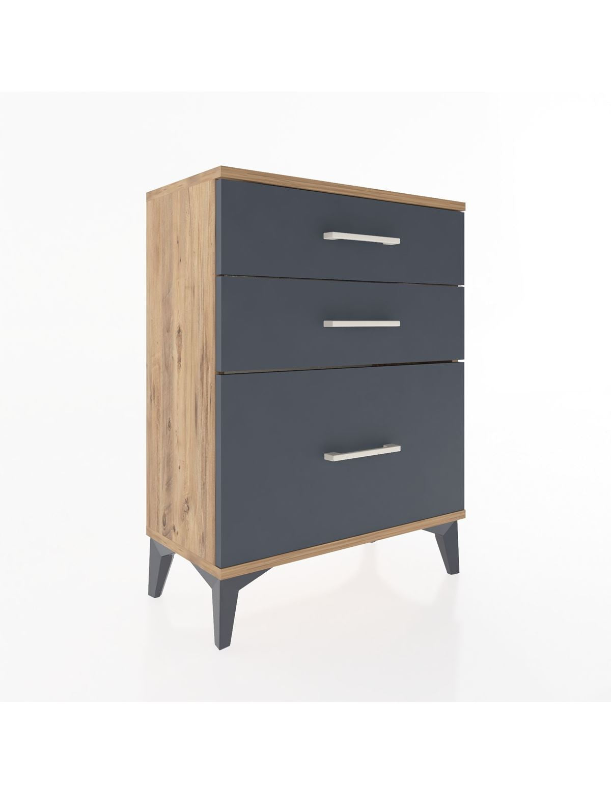 Arges Komodin 3 Çekmeceli 60x30x80 Çam-Antrasit