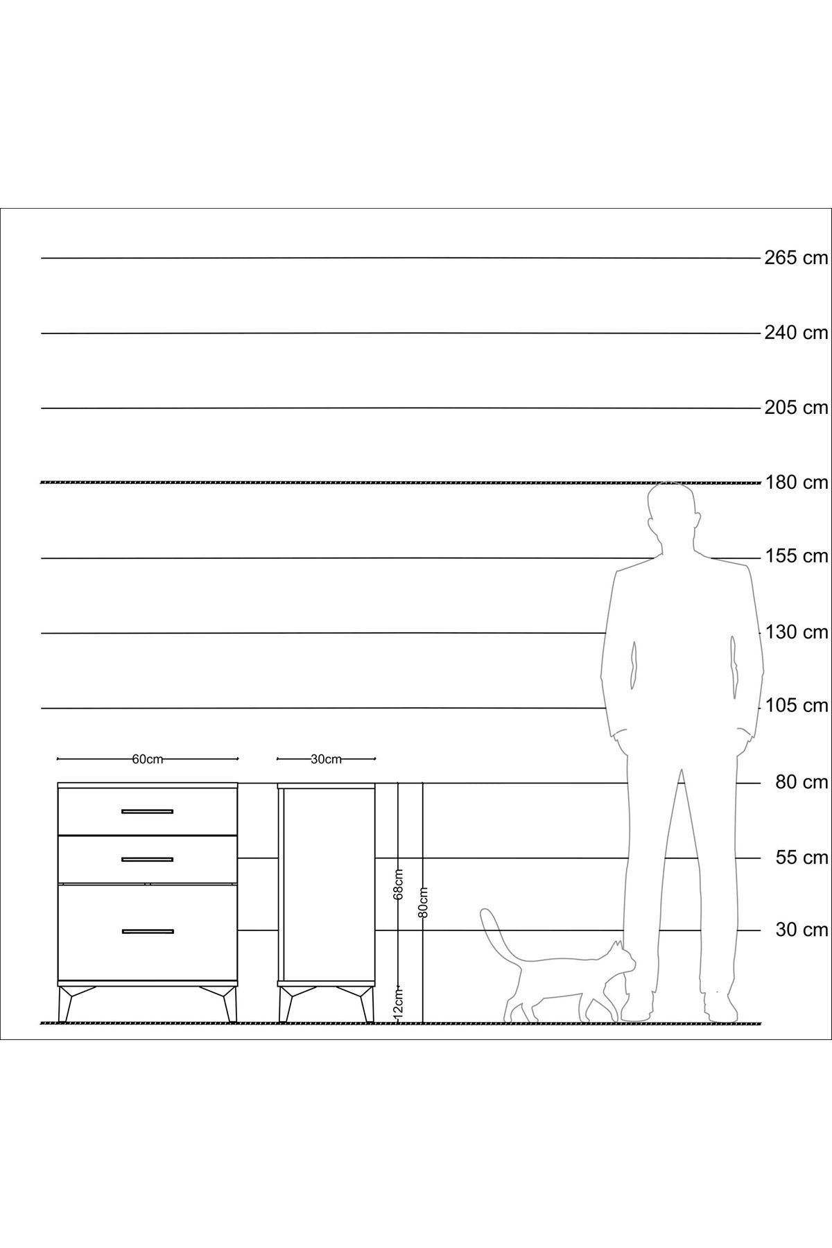 Arges Komodin 3 Çekmeceli 60x30x80 Antrasit-Antrasit