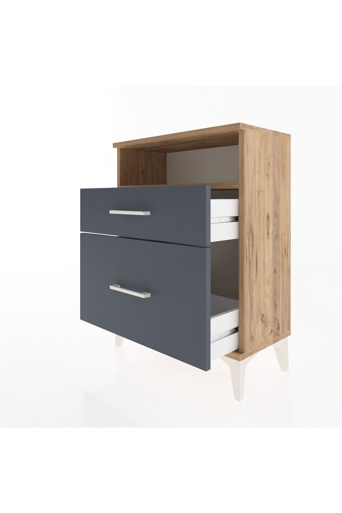 Arges Komodin 3 Çekmeceli 60x30x80 Çam-Antrasit