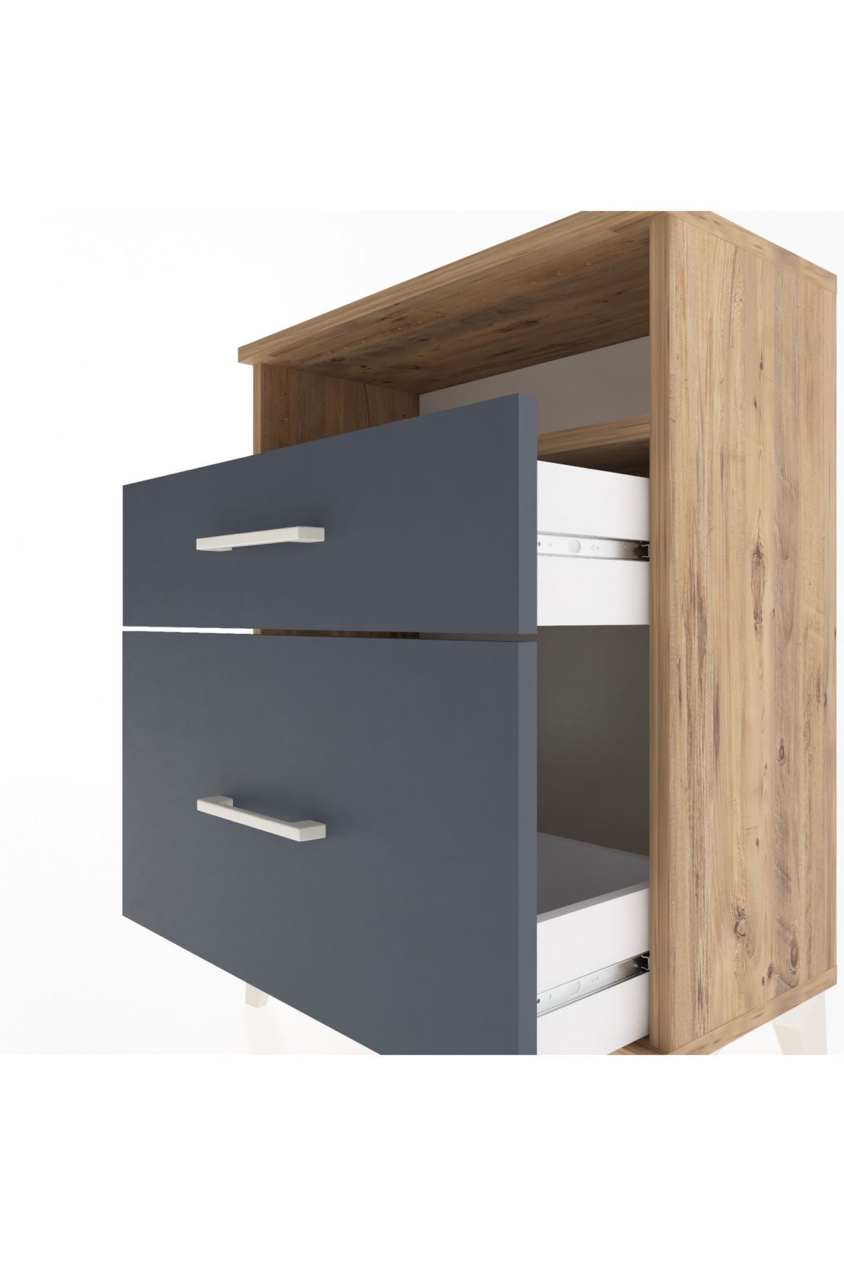 Arges Komodin 3 Çekmeceli 60x30x80 Çam-Antrasit