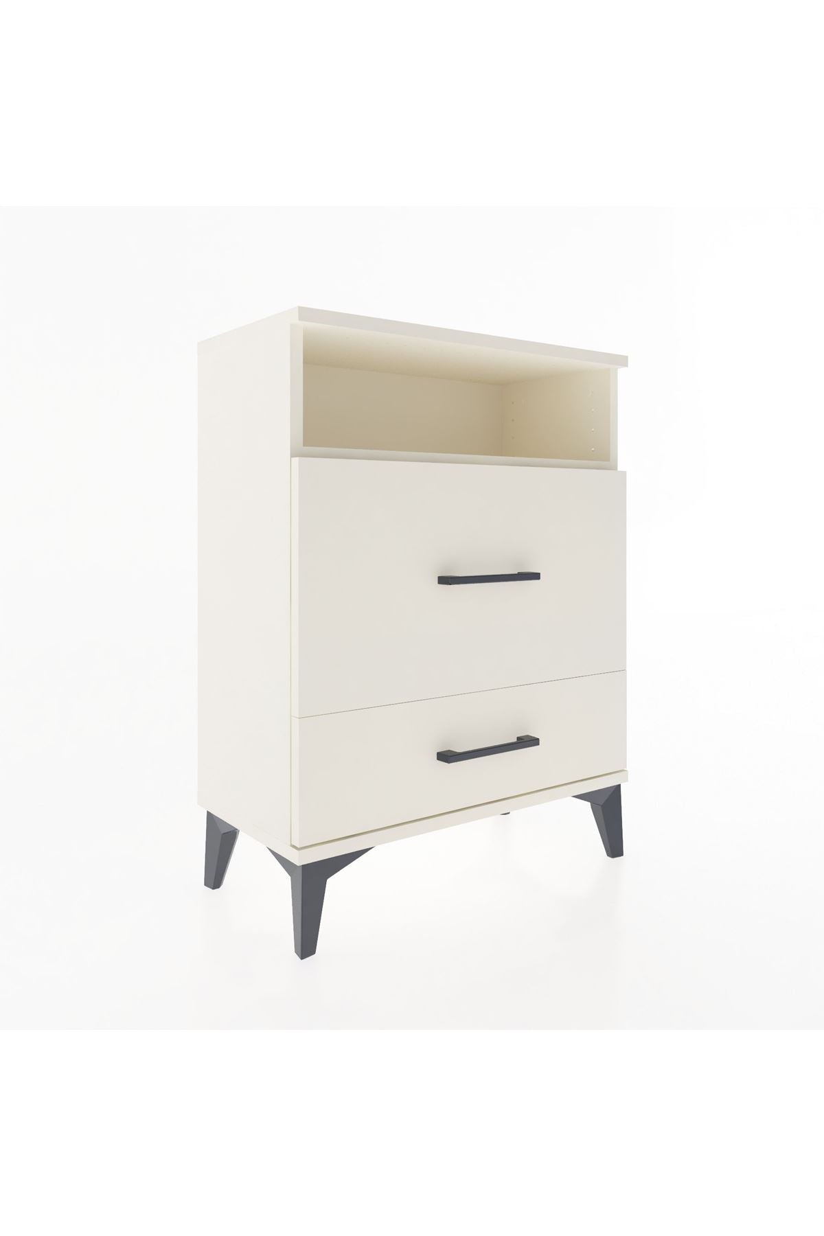 Arges Komodin Tek Raflı 2 Çekmeceli 60x30x80 Aytaşı-Aytaşı