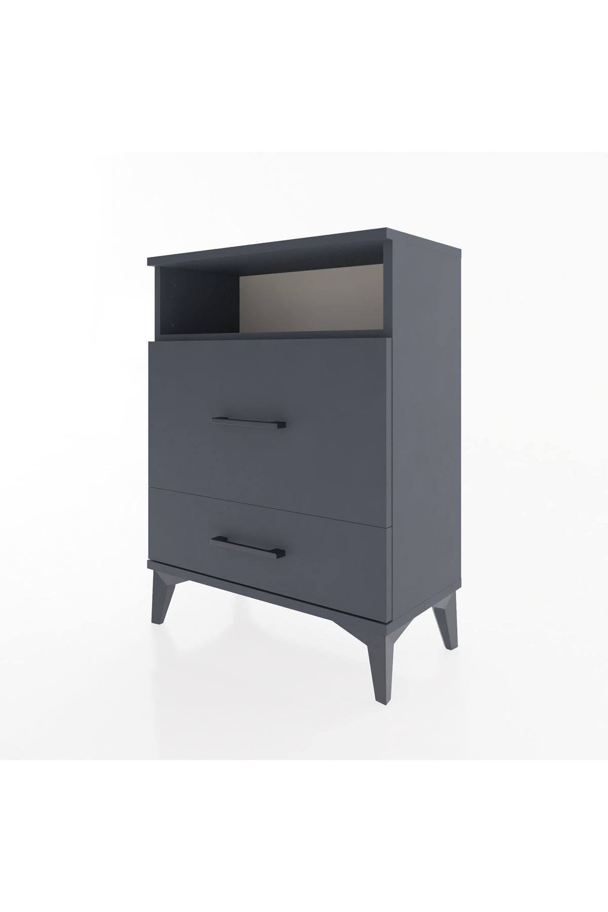 Arges Komodin Tek Raflı 2 Çekmeceli 60x30x80 Antrasit-Antrasit