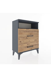 Arges Komodin Tek Raflı 2 Çekmeceli 60x30x80 Antrasit-Çam