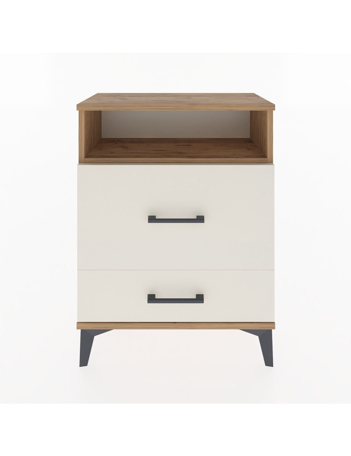 Arges Komodin Tek Raflı 2 Çekmeceli 60x30x80 Çam-Aytaşı