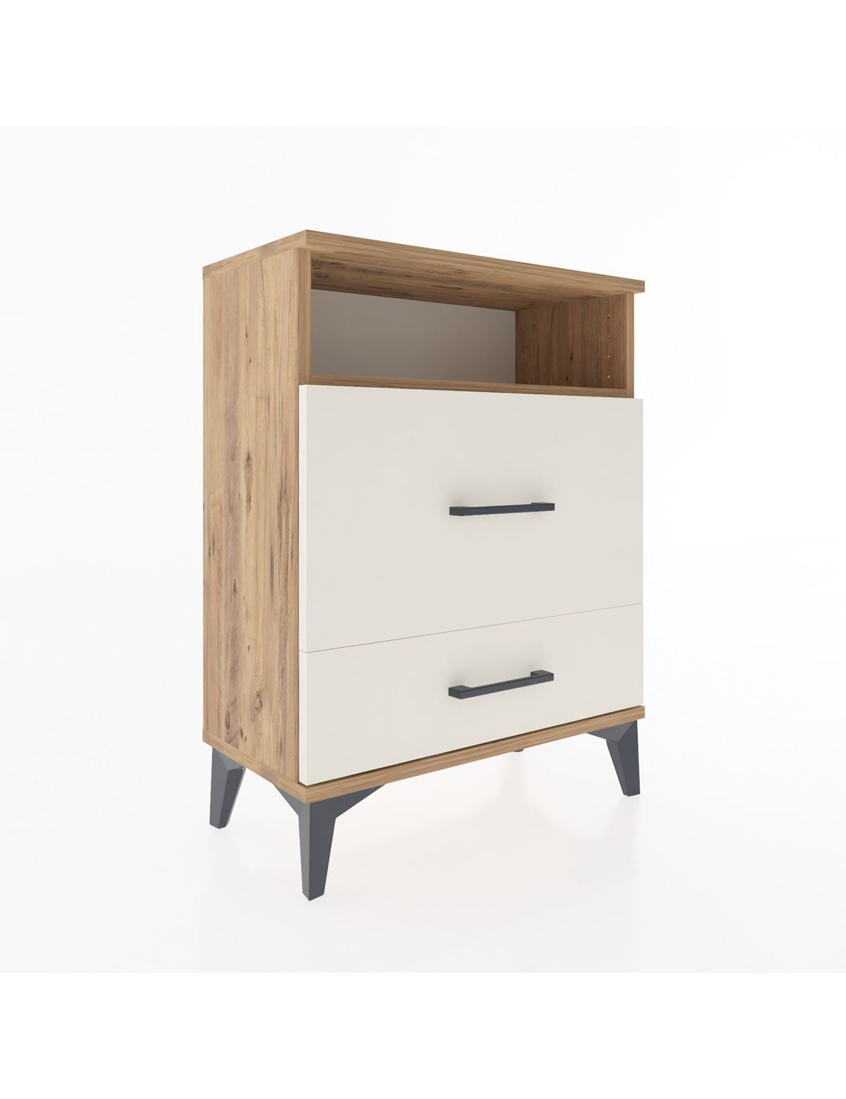 Arges Komodin Tek Raflı 2 Çekmeceli 60x30x80 Çam-Aytaşı