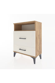 Arges Komodin Tek Raflı 2 Çekmeceli 60x30x80 Çam-Aytaşı
