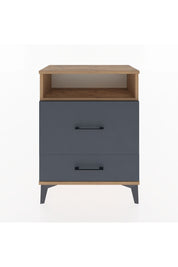 Arges Komodin Tek Raflı 2 Çekmeceli 60x30x80 Çam-Antrasit