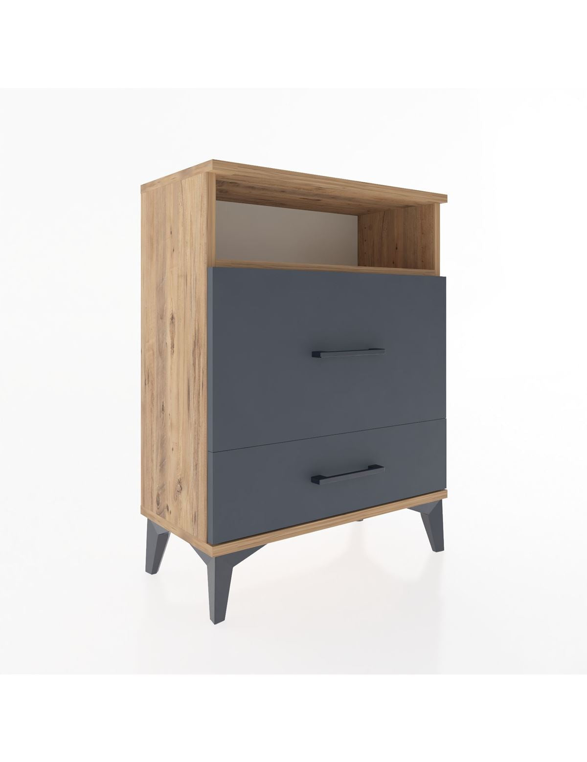 Arges Komodin Tek Raflı 2 Çekmeceli 60x30x80 Çam-Antrasit