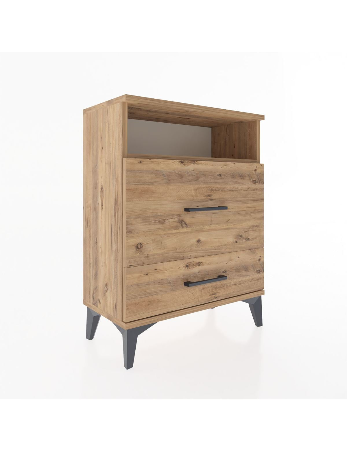 Arges Komodin Tek Raflı 2 Çekmeceli 60x30x80 Çam-Çam