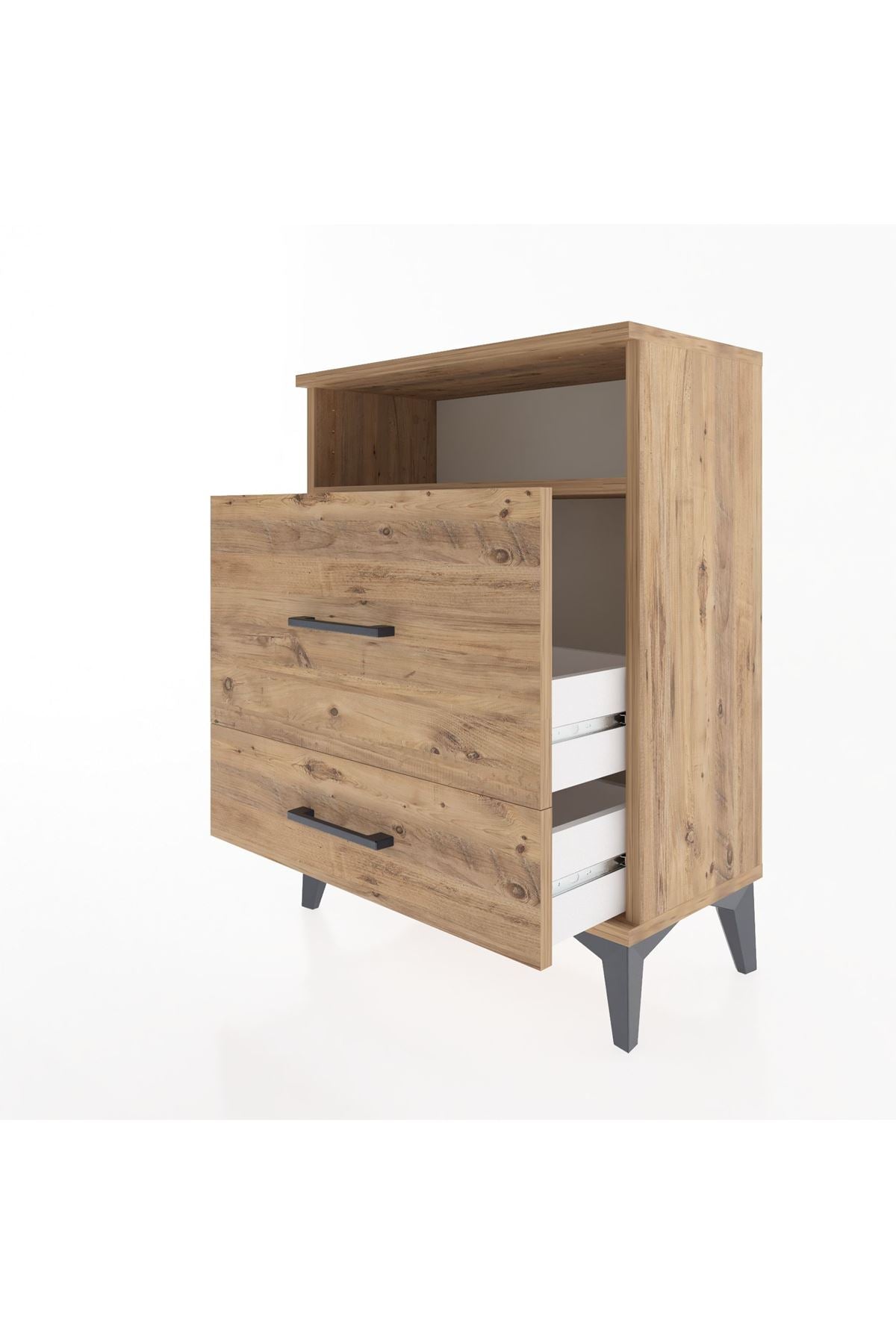 Arges Komodin Tek Raflı 2 Çekmeceli 60x30x80 Çam-Çam
