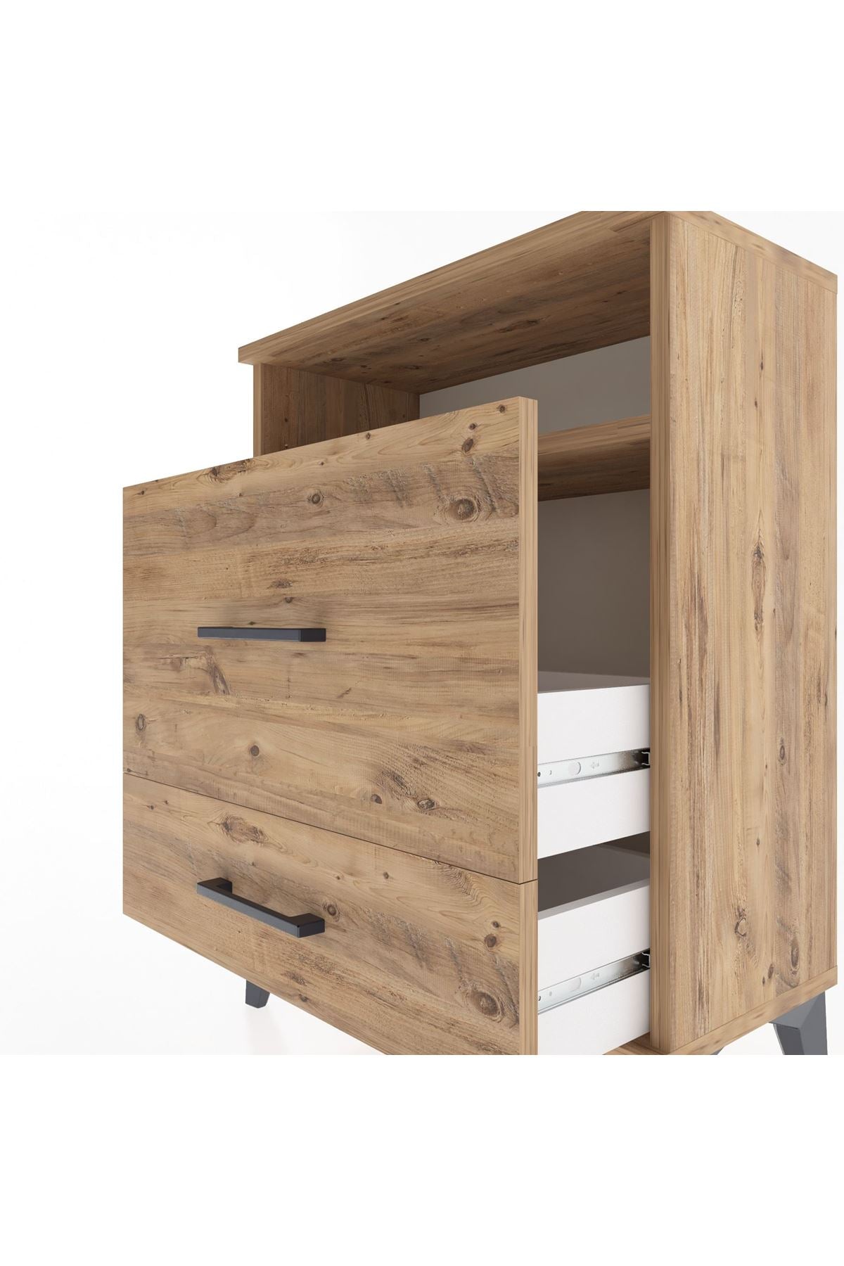 Arges Komodin Tek Raflı 2 Çekmeceli 60x30x80 Çam-Çam