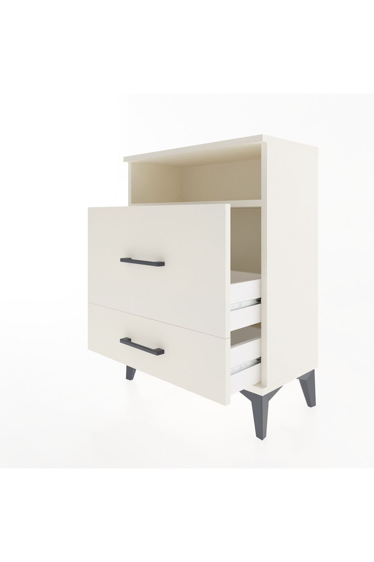 Arges Komodin Tek Raflı 2 Çekmeceli 60x30x80 Aytaşı-Aytaşı