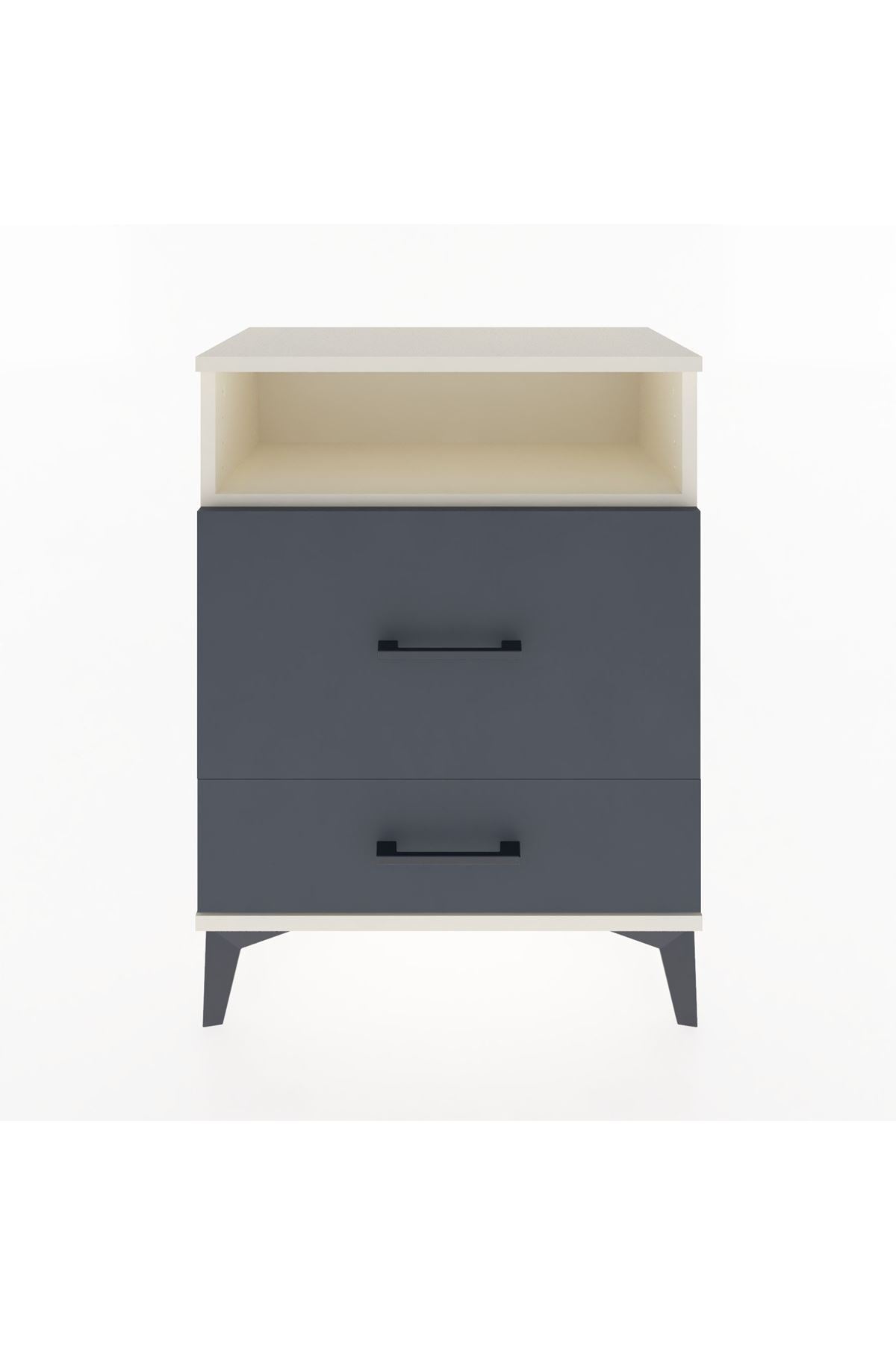 Arges Komodin Tek Raflı 2 Çekmeceli 60x30x80 Aytaşı-Antrasit