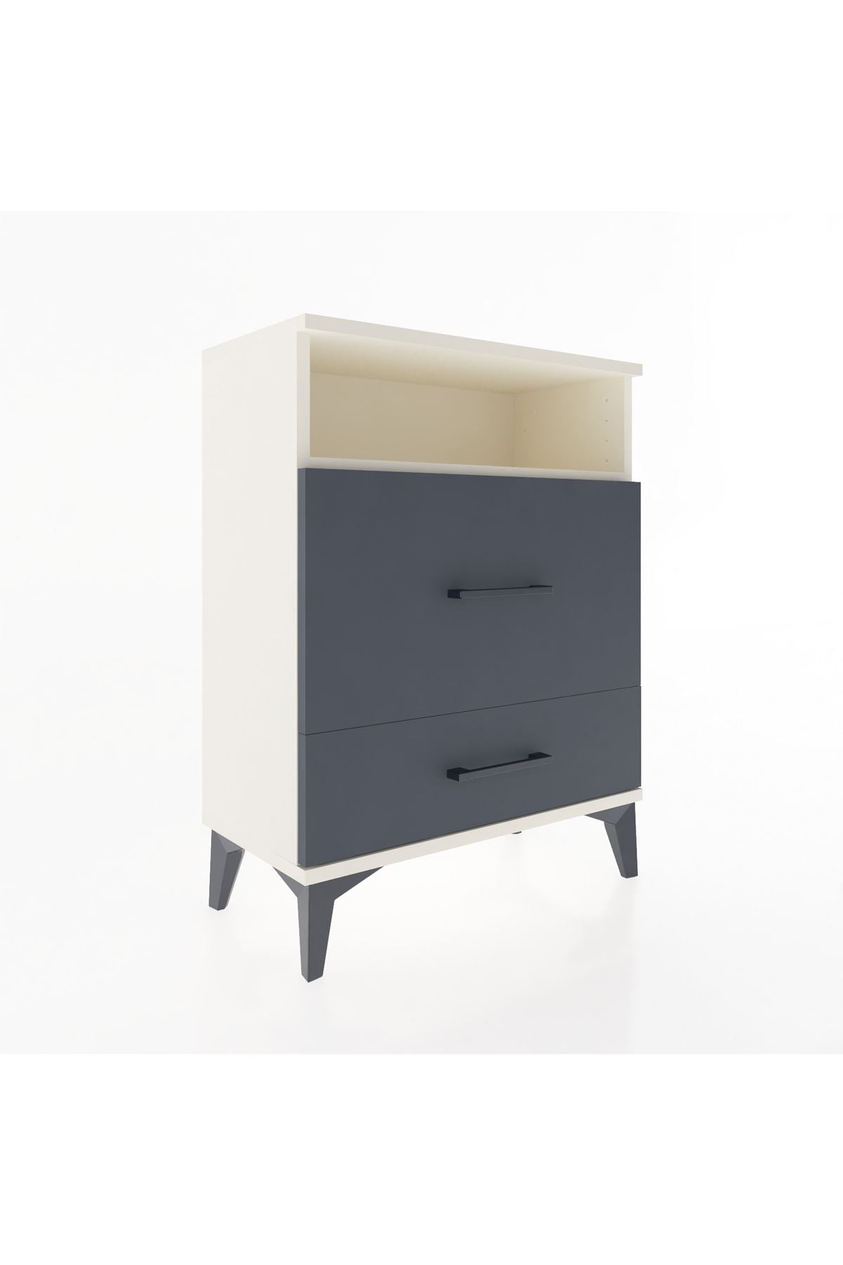 Arges Komodin Tek Raflı 2 Çekmeceli 60x30x80 Aytaşı-Antrasit