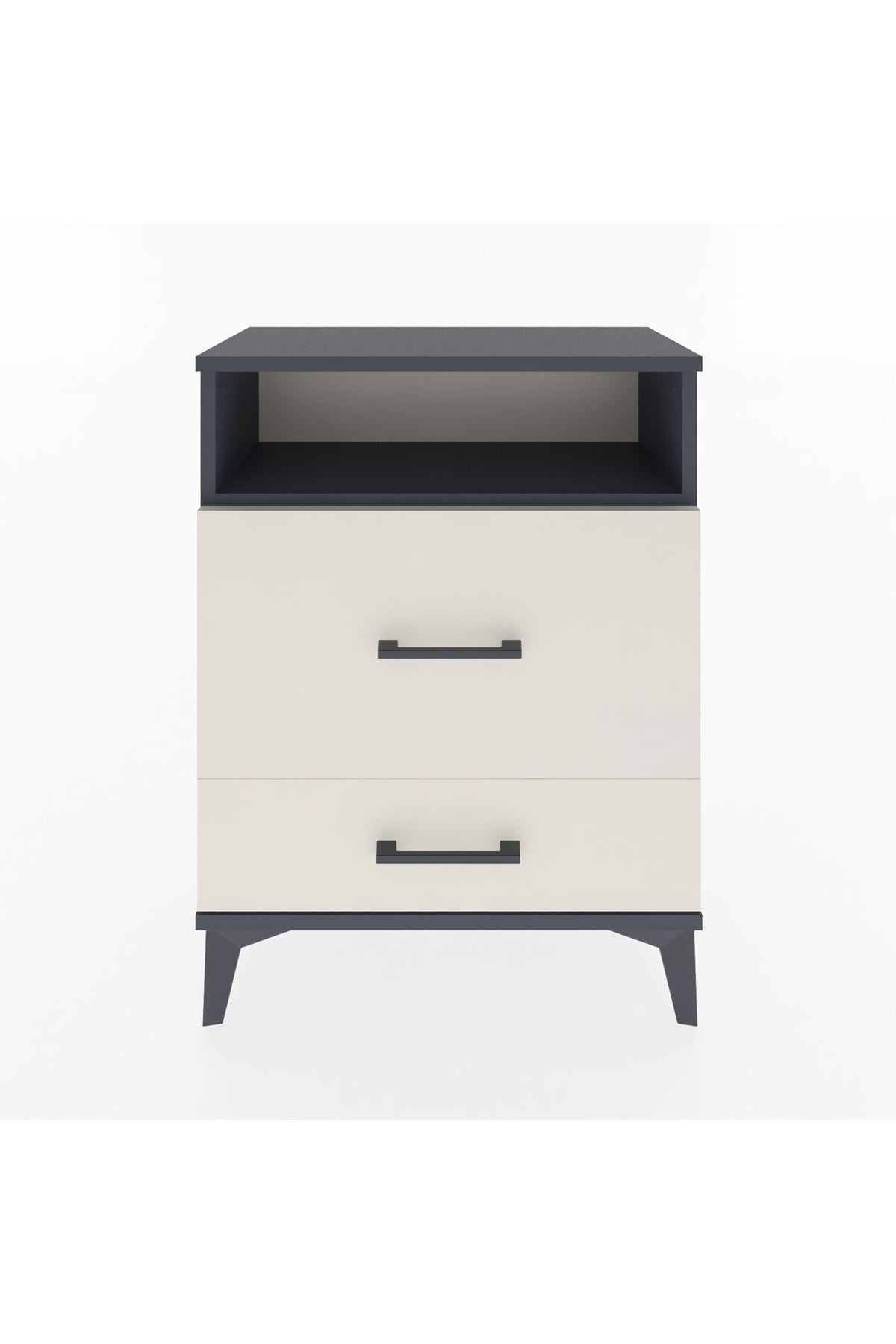 Arges Komodin Tek Raflı 2 Çekmeceli 60x30x80 Antrasit-Aytaşı