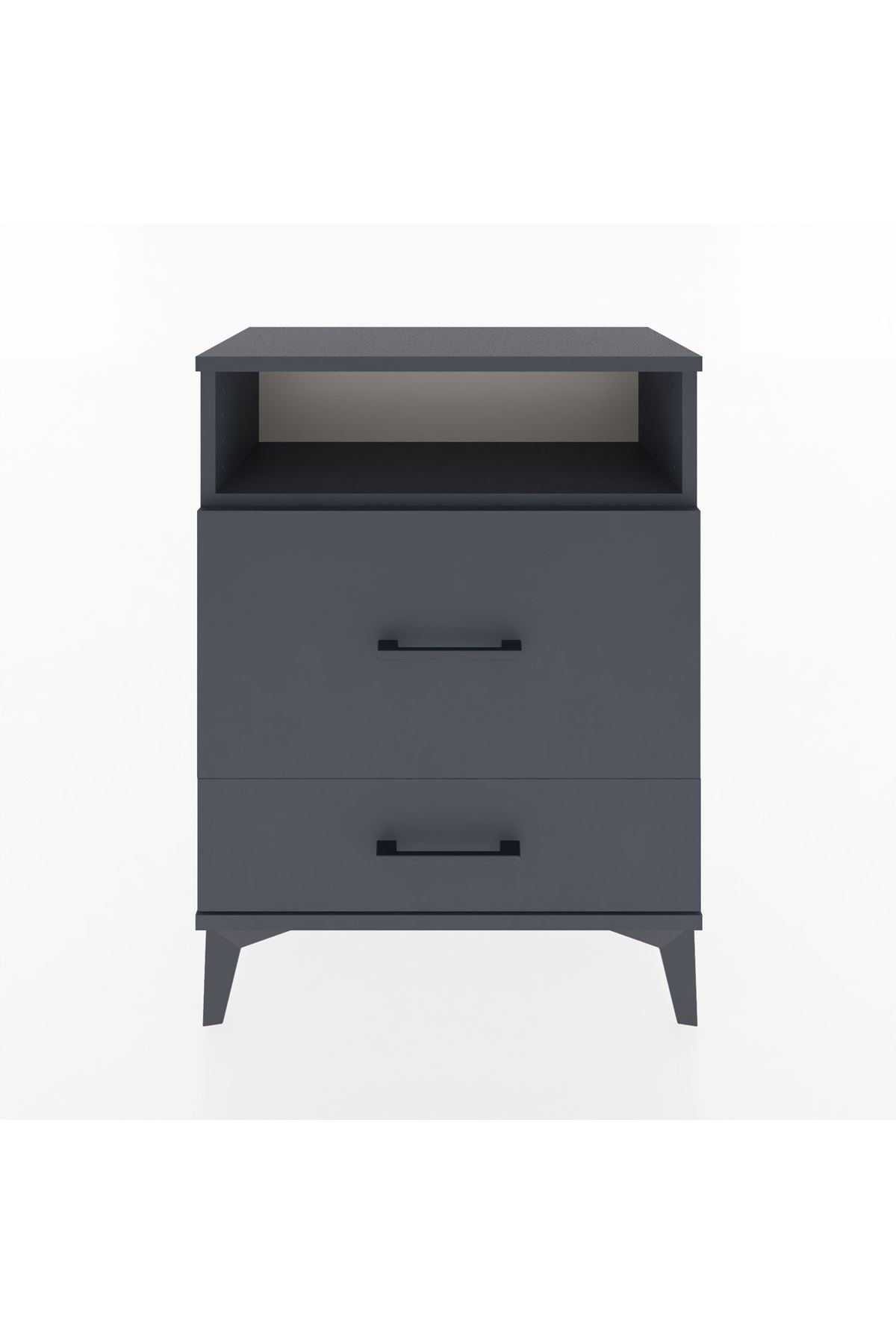 Arges Komodin Tek Raflı 2 Çekmeceli 60x30x80 Antrasit-Antrasit