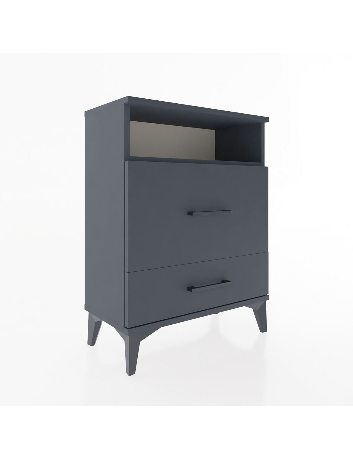 Arges Komodin Tek Raflı 2 Çekmeceli 60x30x80 Antrasit-Antrasit