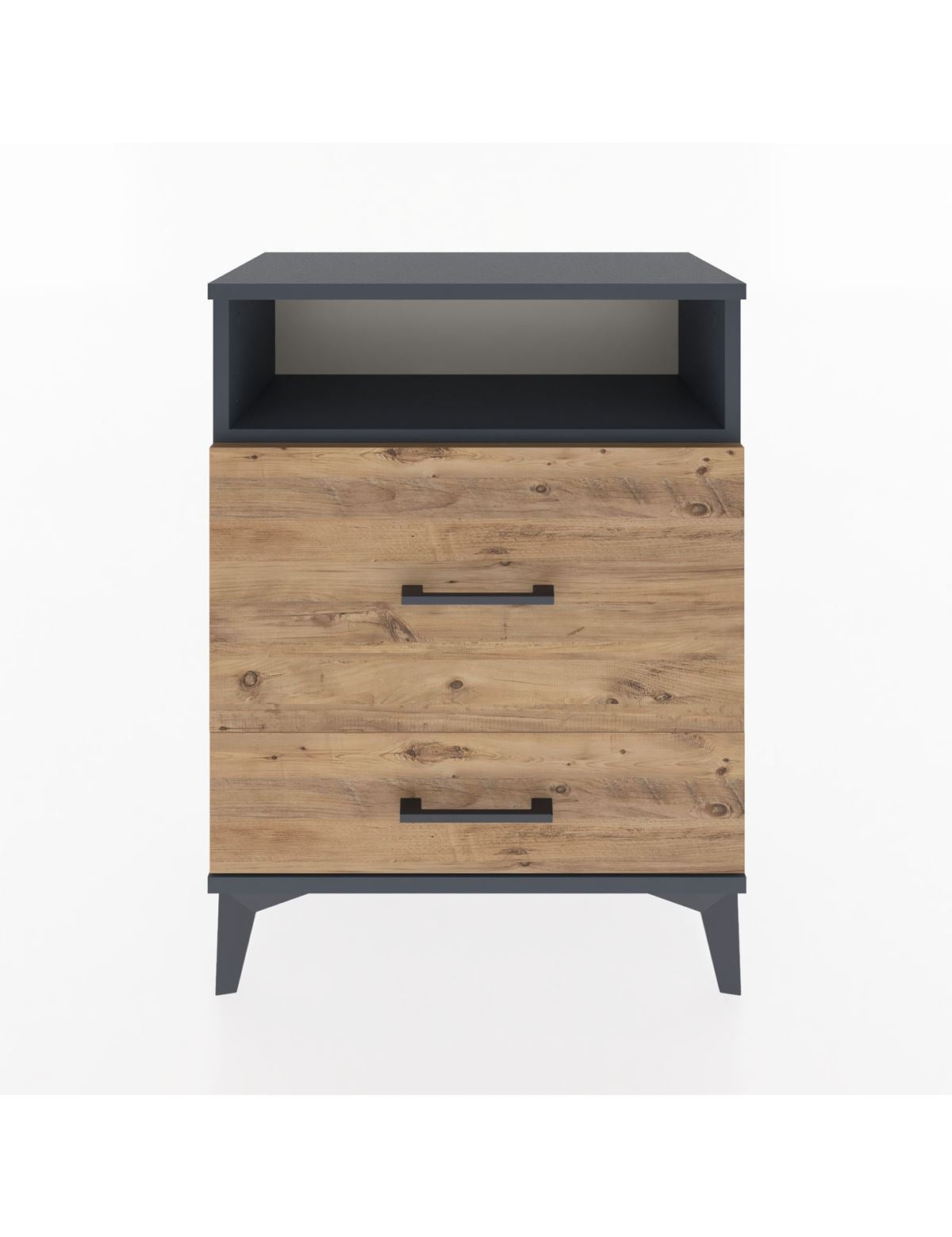 Arges Komodin Tek Raflı 2 Çekmeceli 60x30x80 Antrasit-Çam