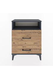 Arges Komodin Tek Raflı 2 Çekmeceli 60x30x80 Antrasit-Çam